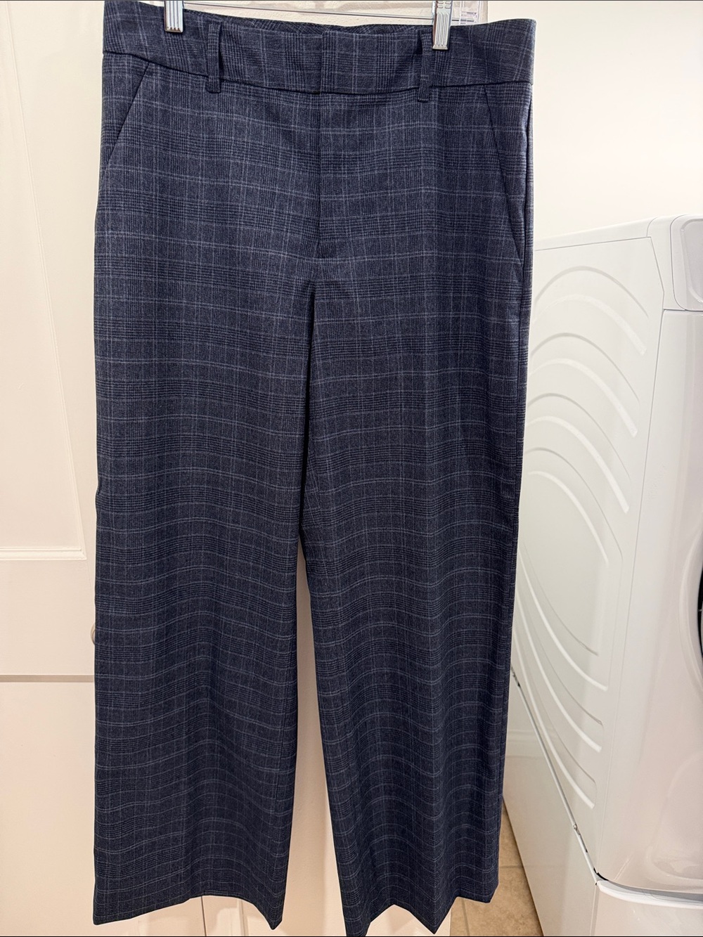 Banana Republic Women's Navy Plaid Wide-Leg Suit Pants